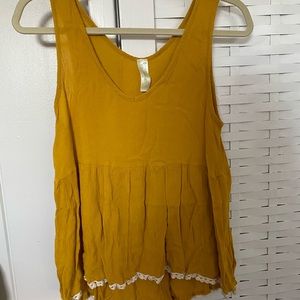 gold tank top with lace trim